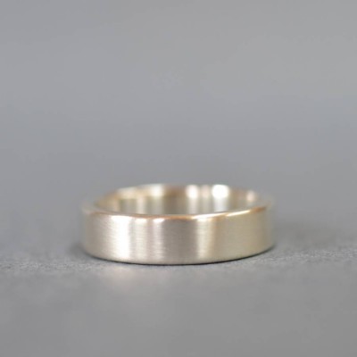Handmade Satin Silver Rectangular Wedding Ring - Name My Jewelry ™