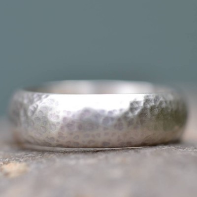 Handmade Silver Wedding Ring Lightly Hammered Finish - Name My Jewelry ™