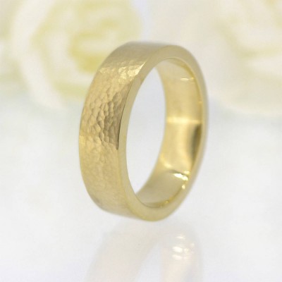 His And Hers Hammered Wedding Ring 18ct Gold Set - Name My Jewelry ™