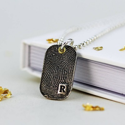 Inked Fingerprint Dog Tag Necklace - Name My Jewelry ™