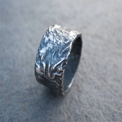 Sterling Silver Rocky Outcrop Broad Ring - Name My Jewelry ™
