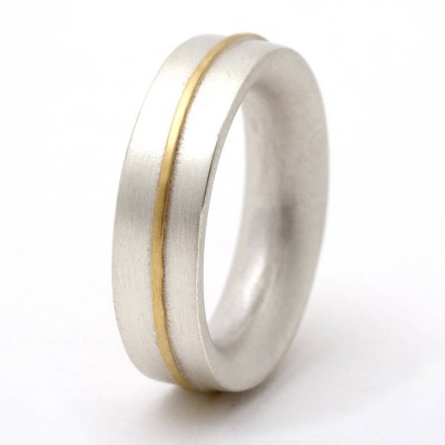 Medium Sterling Silver Ring With 18ct Gold Detail - Name My Jewelry ™