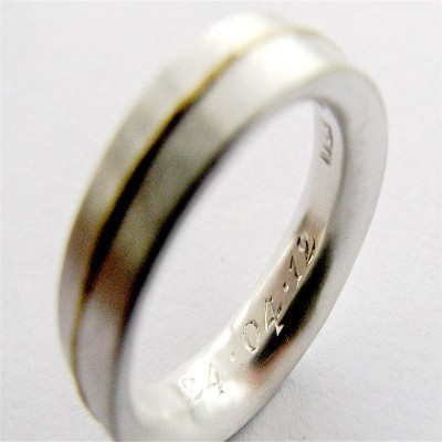 Medium Sterling Silver Ring With 18ct Gold Detail - Name My Jewelry ™
