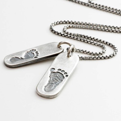 Mens Double Footprint Tag Necklace - Name My Jewelry ™