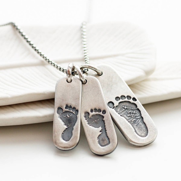 Mens Footprint Trio Tag Necklace - Name My Jewelry ™