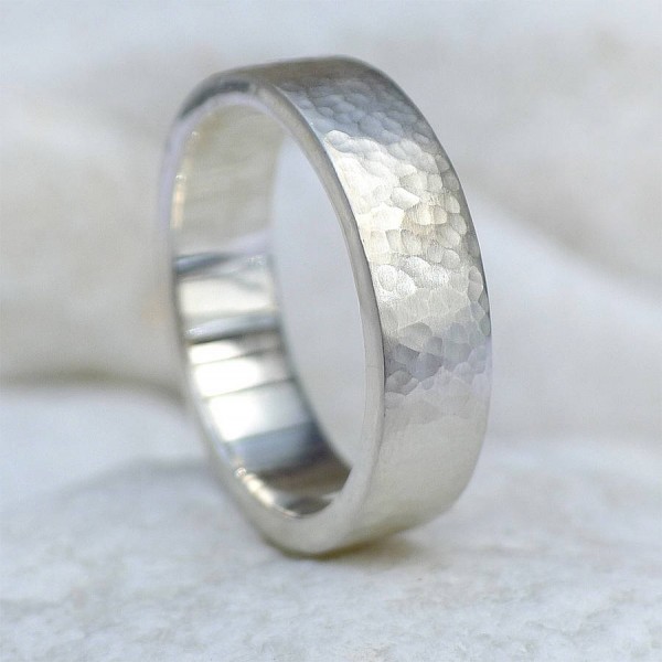 Mens Hammered Ring, Silver Or 18ct Gold - Name My Jewelry ™