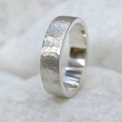 Mens Hammered Ring, Silver Or 18ct Gold - Name My Jewelry ™