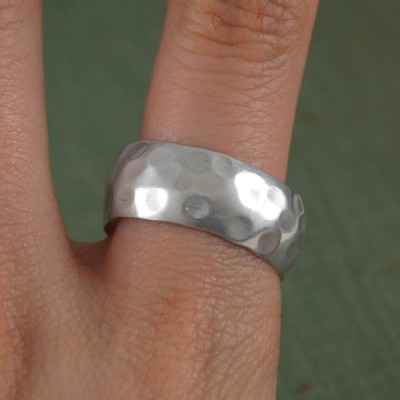 Mens Hammered Sterling Silver Ring - Name My Jewelry ™