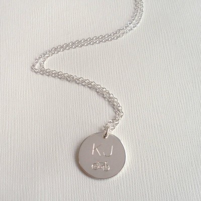 Mens Engraved Monogram Bike Necklace - Name My Jewelry ™