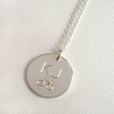 Mens Engraved Monogram Bike Necklace - Name My Jewelry ™