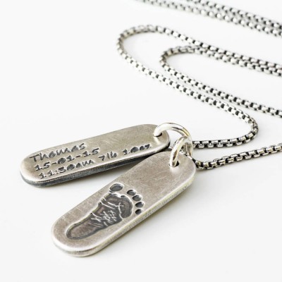 Mens personalized Footprint Tag Necklace - Name My Jewelry ™