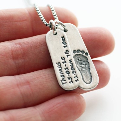Mens personalized Footprint Tag Necklace - Name My Jewelry ™