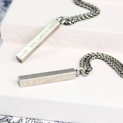 Mens personalized Metal Bar Necklace - Name My Jewelry ™