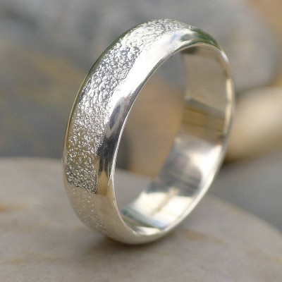 Mens Silver Ring With Concrete Texture - Name My Jewelry ™