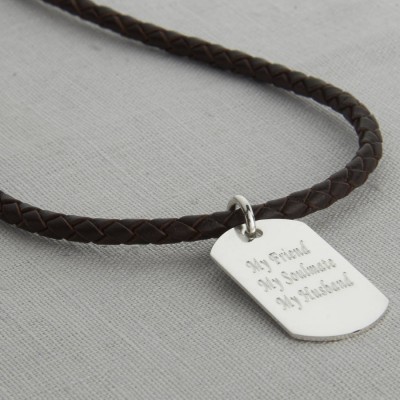 personalized Polished Sterling Silver Dog Tag Necklace - Name My Jewelry ™