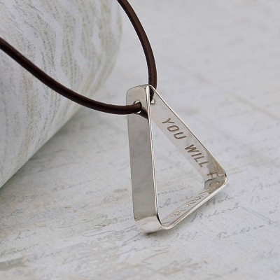Mens Secret Message Silver Triangle Necklace - Name My Jewelry ™