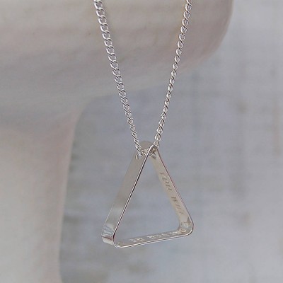Mens Secret Message Silver Triangle Necklace - Name My Jewelry ™