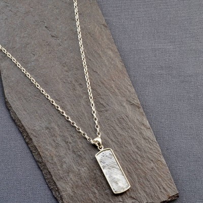 Meteorite And Silver Rectangular Necklace - Name My Jewelry ™