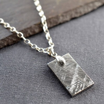 Meteorite And Silver Tag Necklace - Name My Jewelry ™
