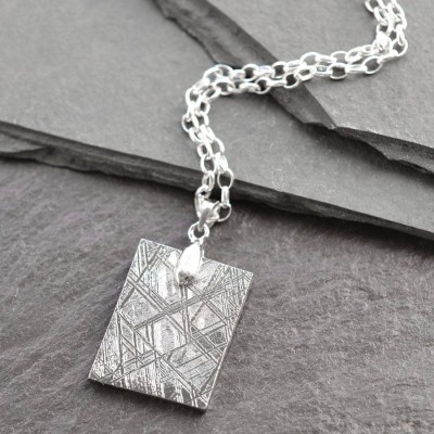 Meteorite And Silver Tag Necklace - Name My Jewelry ™