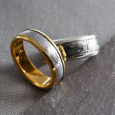 Meteorite Inlaid Gold Plated Ring - Name My Jewelry ™
