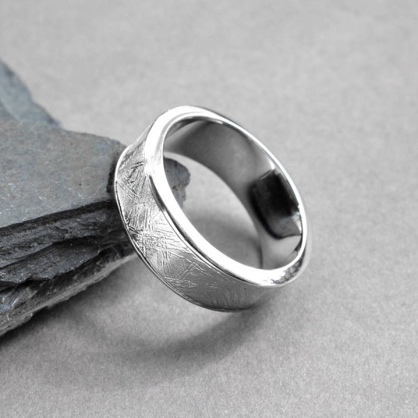 Meteorite Inlaid Silver Ring - Name My Jewelry ™