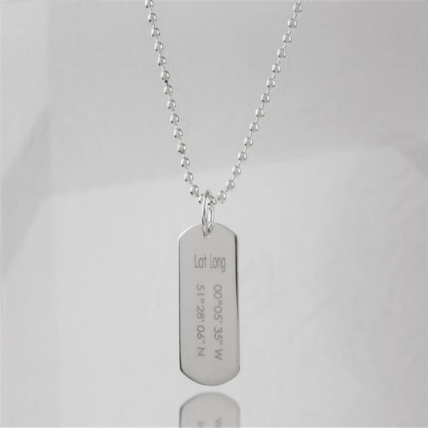 personalized Coordinates Dog Tag Necklace - Name My Jewelry ™