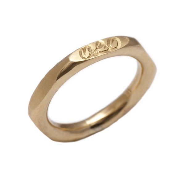 personalized Hexagonal 18ct Gold Ring - Name My Jewelry ™
