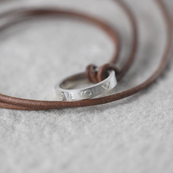 personalized Leather Ring Necklace - Name My Jewelry ™