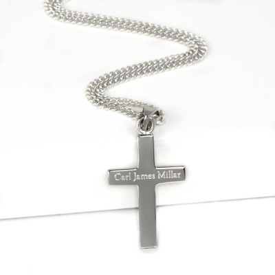 personalized Mens Silver Cross Pendant - Name My Jewelry ™