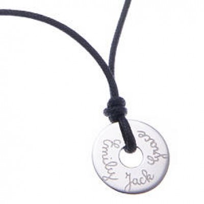 personalized Mens Sterling Silver Open Disc Necklace - Name My Jewelry ™