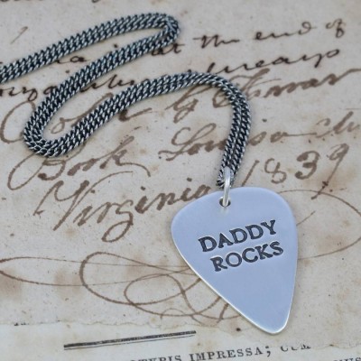 personalized Mens Silver Plectrum Necklace - Name My Jewelry ™