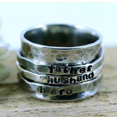 personalized Mens Sterling Silver Spinner Ring - Name My Jewelry ™