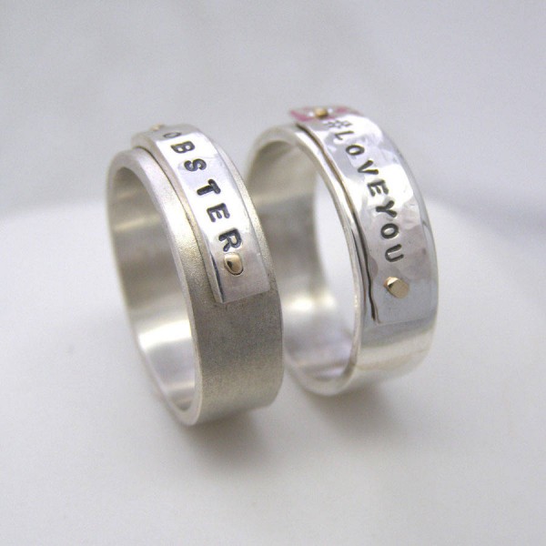 personalized Silver And Gold Rivet Rings - Name My Jewelry ™