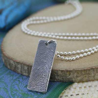 personalized Silver Ink Fingerprint Necklace - Name My Jewelry ™