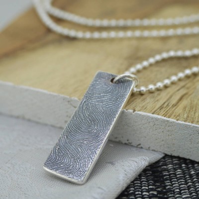 personalized Silver Ink Fingerprint Necklace - Name My Jewelry ™