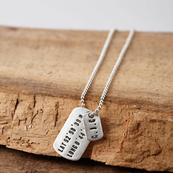 personalized Silver Location Dog Tag Necklace - Name My Jewelry ™
