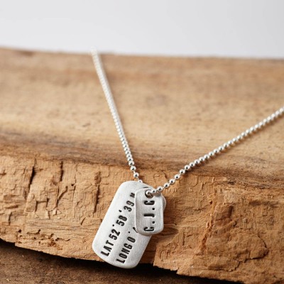 personalized Silver Location Dog Tag Necklace - Name My Jewelry ™