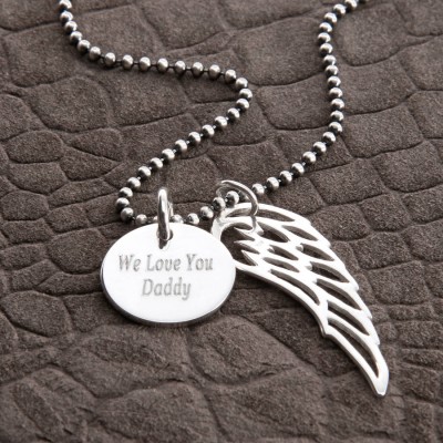 personalized Sterling Silver Wing And Disc Pendant - Name My Jewelry ™