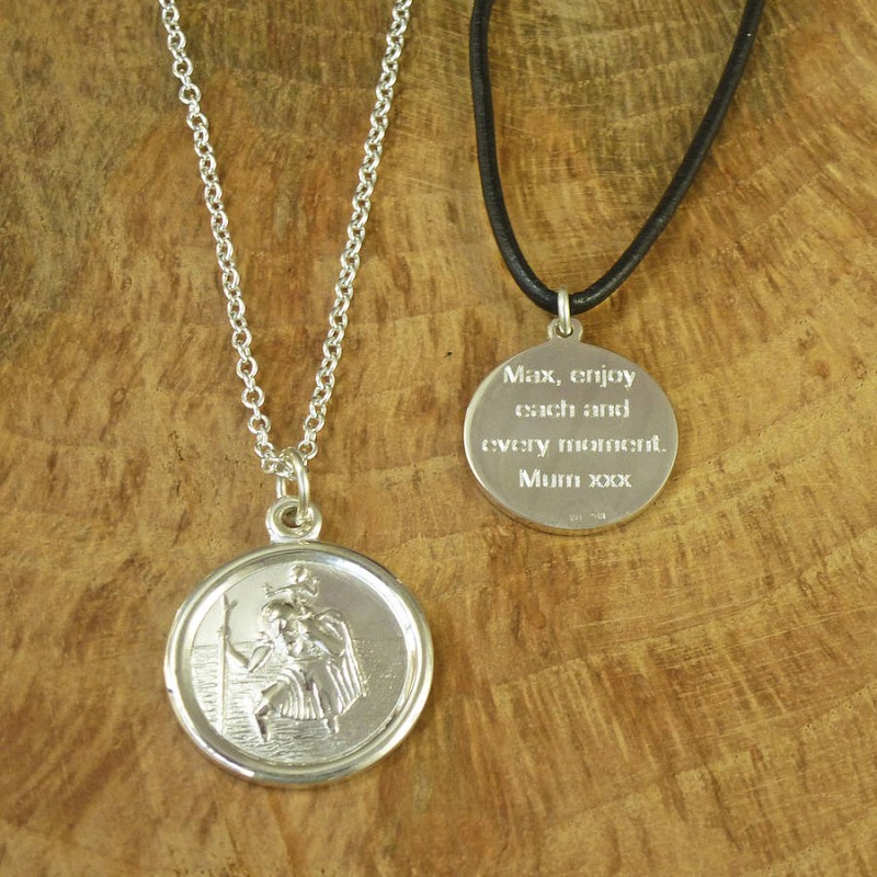 Personalised Sterling Silver St Christopher Dog Tag Pendant