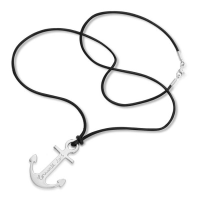 Mens personalized Sterling Silver Anchor Necklace - Name My Jewelry ™