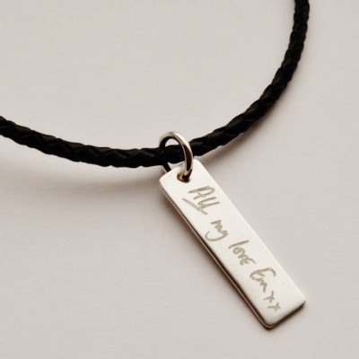 personalized Your Handwriting Leather Necklace - Name My Jewelry ™