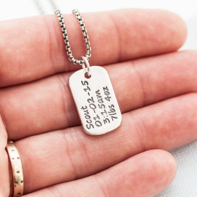 personalized Dog Tag Necklace With Baby Birth Info - Name My Jewelry ™