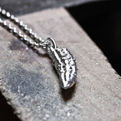 Silver Handcrafted Pickled Gherkin Necklace - Name My Jewelry ™