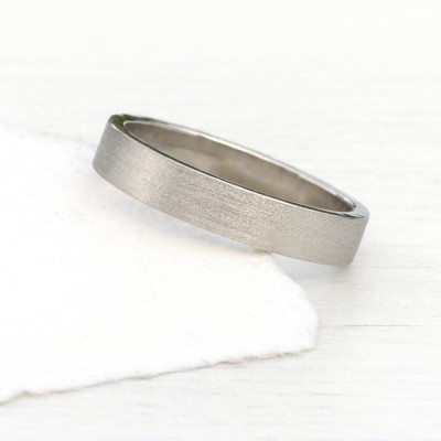 18ct White Gold Wedding Ring With Spun Silk Finish - Name My Jewelry ™
