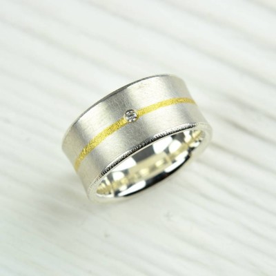Silver And Fused Gold Diamond Ring - Name My Jewelry ™