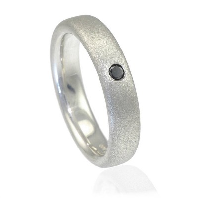 Mens Handmade Black Diamond Silver Ring - Name My Jewelry ™