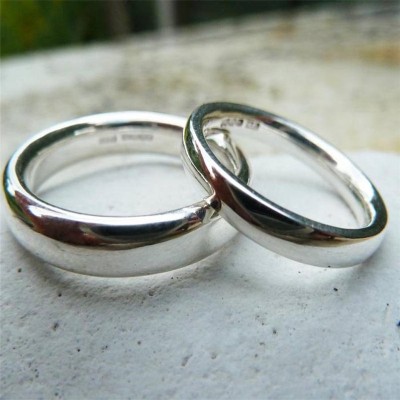 Silver Comfort Fit Wedding Ring Set - Name My Jewelry ™