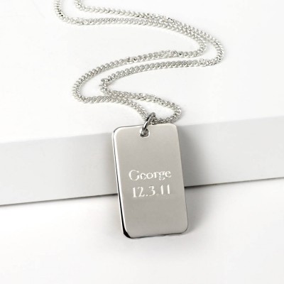 Silver Dog Tag Necklace - Name My Jewelry ™