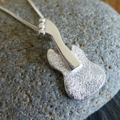 Silver Guitar Pendant And Chain - Name My Jewelry ™